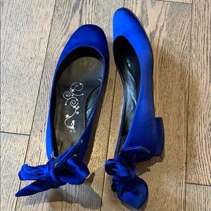 Tibi silk satin blue flats with bow